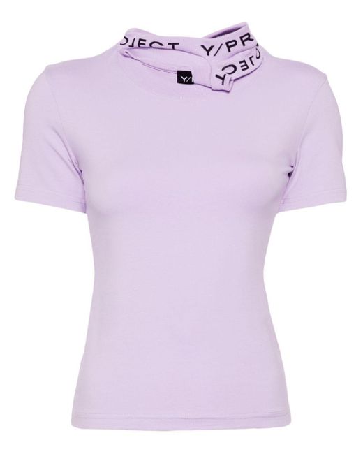 Logo-print collar jersey T-shirt Y. Project de color Purple