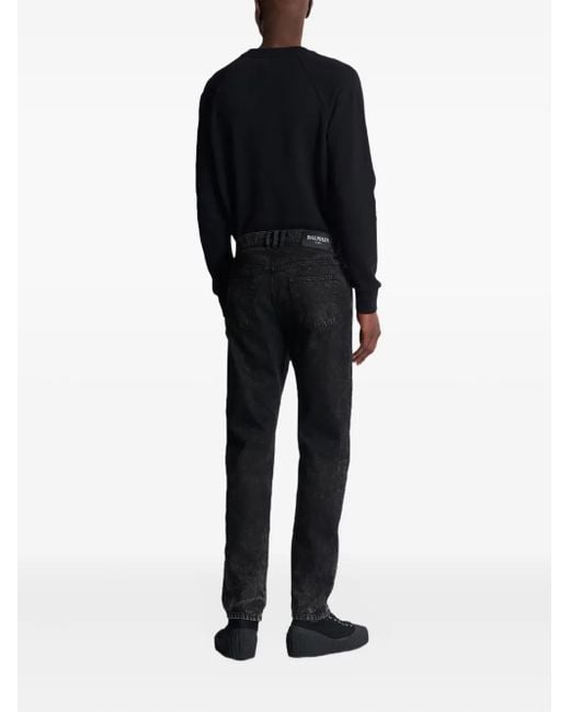 Balmain Black Acid-Wash Jeans for men