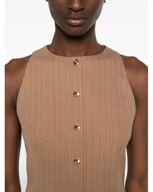 Maje Brown Striped Button-Fastening Waistcoat
