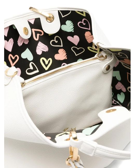 Braccialini White Beth Heart-Charm Tote Bag