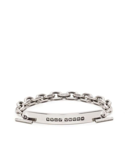 Paul Smith White Logo-engraved Chain-link Bracelet for men