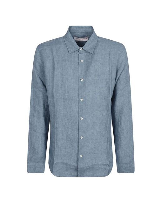 Orlebar Brown Blue Giles Long-Sleeve Shirt for men
