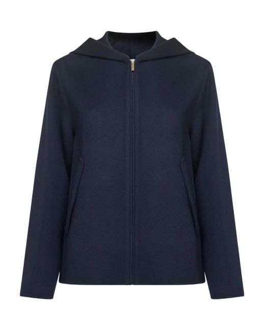 Max Mara Blue Roland Hooded Zip Coat