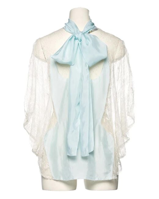 Pushbutton リボンネック ブラウス Blue