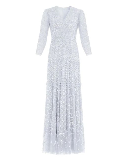 Needle & Thread White Isabella Sequinned Maxi Dress