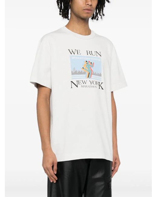 Alexander Wang White Marathon T-Shirt With Graphic Print