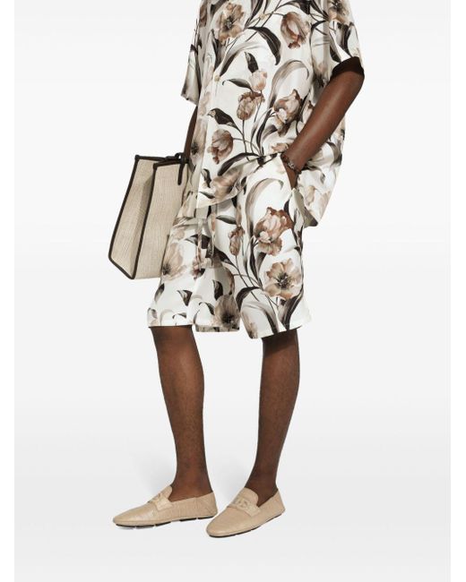 Dolce & Gabbana Shorts aus Seide mit Blumen-Print in Gray für Herren