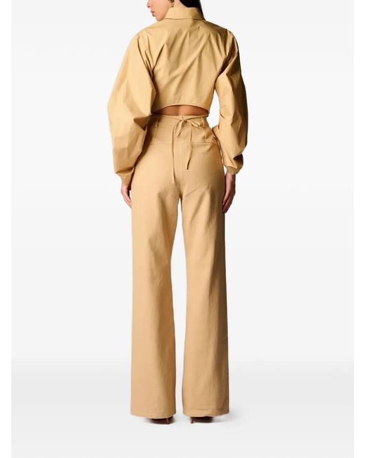 Hevron Natural Raquel Cropped Bell-Sleeve Shirt