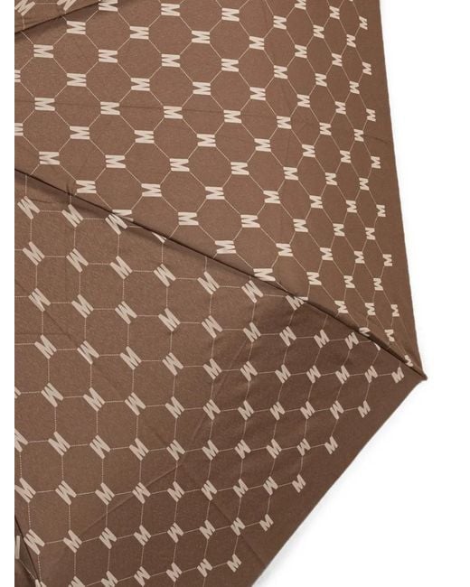 Moschino Brown Monogram-Print Folding Umbrella