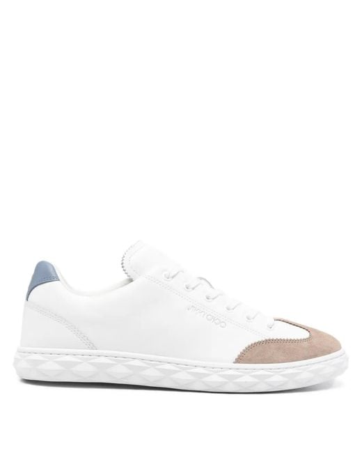 Jimmy Choo White Diamond Flex Suede-Panel Sneakers for men