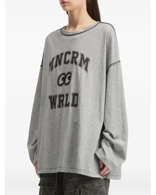 Mini Cream Gray Graphic-Print Cotton Top