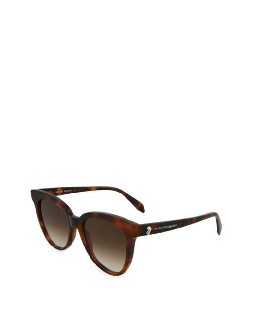 McQueen Brown Skull-Detail Cat-Eye Sunglasses