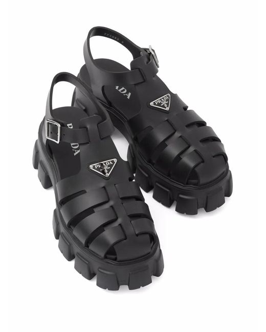 Prada Black Branded Rubber Sandals for men