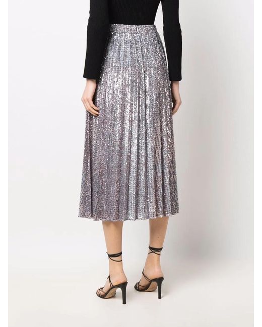 Patrizia Pepe Purple Sequined Pleated Full Skirt