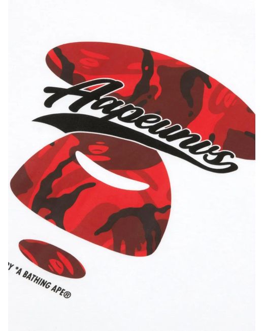 Aape By A Bathing Ape White Camouflage-Print Logo-Print T-Shirt for men