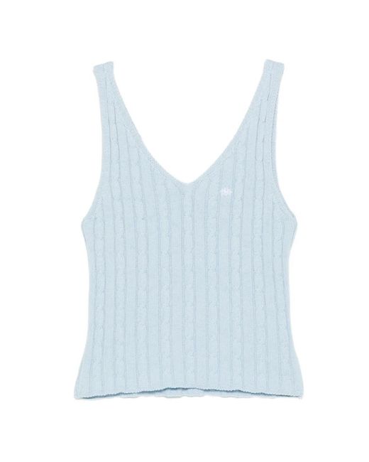 MVP WARDROBE Blue V-Neck Cable-Knit Top