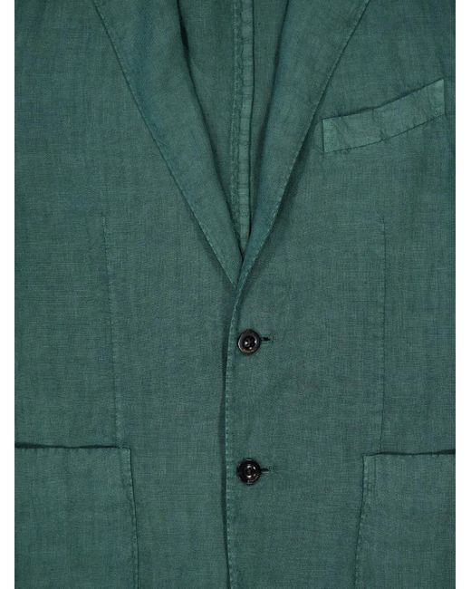 Boglioli Green Notched-Lapel Linen Blazer for men