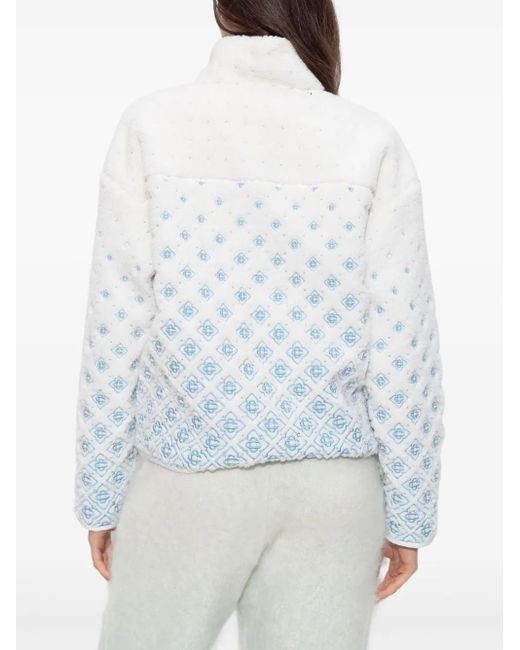 Casablanca White Monogram Zip-Up Fleece Jacket