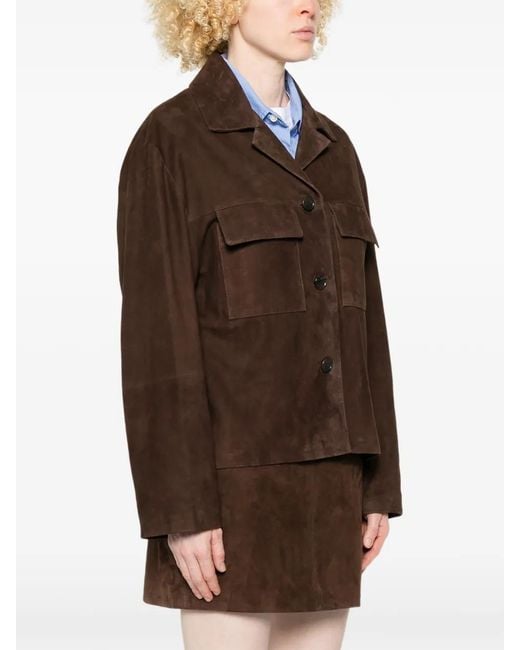 Arma Brown Flore Flap-Pocket Suede Jacket