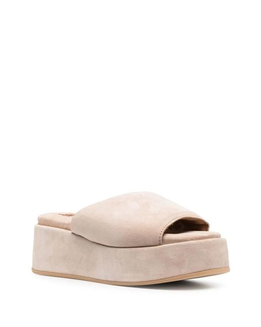 Moma Pink Suede Platform Sandals
