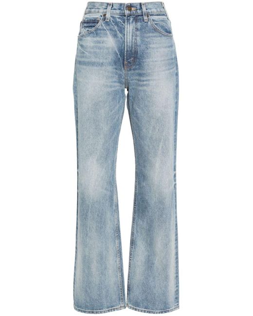 Nili Lotan Blue Mitchell Straight-Leg-Jeans mit hohem bund
