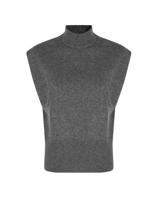 Semicouture Gray High-Neck Sleeveless Sweater