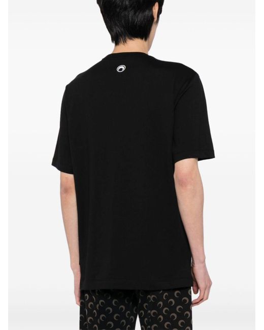 MARINE SERRE Black T-Shirt mit grafischem Print