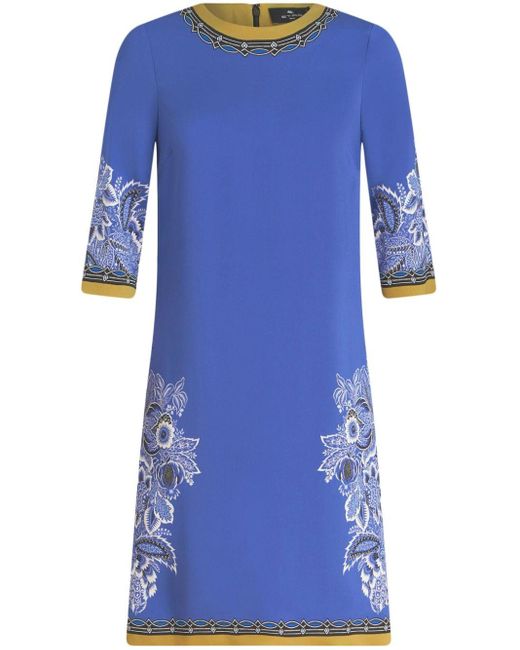 Robe courte à fleurs Etro en coloris Blue