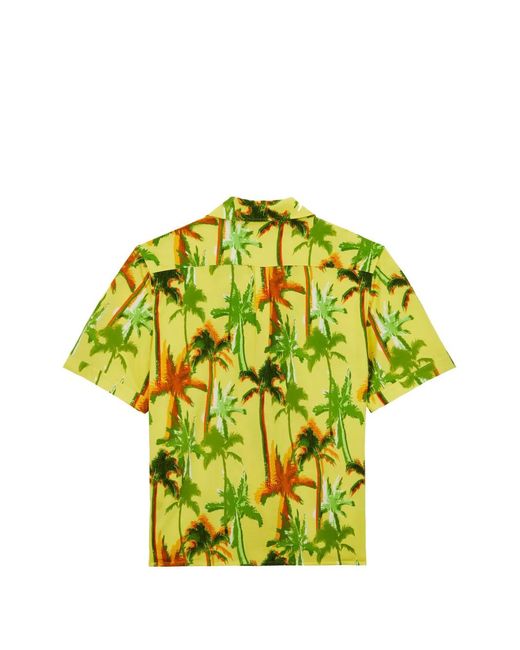 Vilebrequin Yellow Palms Offset Cotton Shirt for men