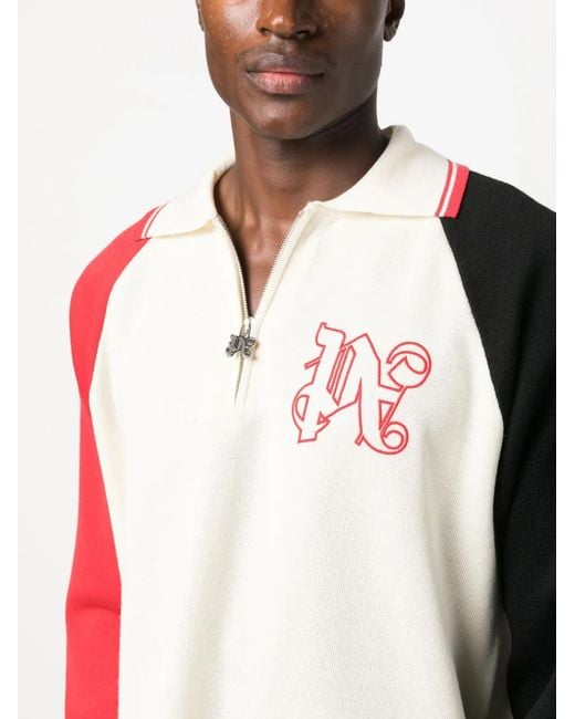 Palm Angels Red Racing Logo Knitted Polo Shirt