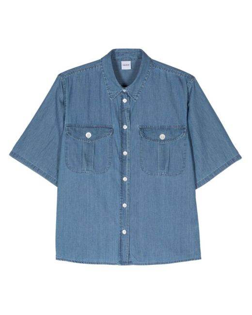 Aspesi Blue Spread-collar Chambray Shirt