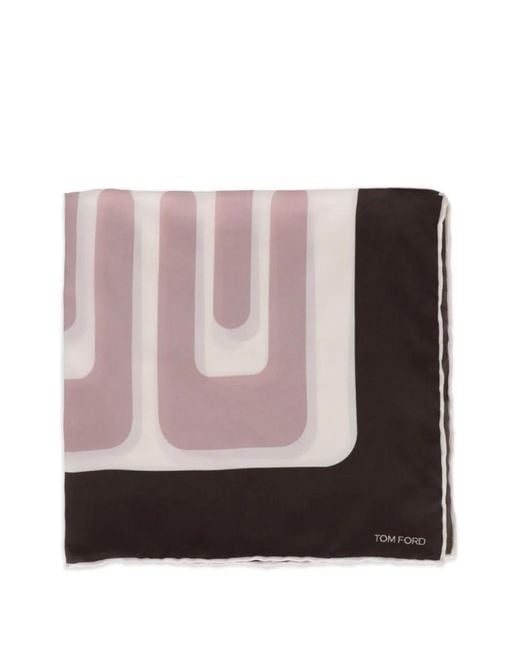 Tom Ford Pink Geometric-Print Pocket Square for men