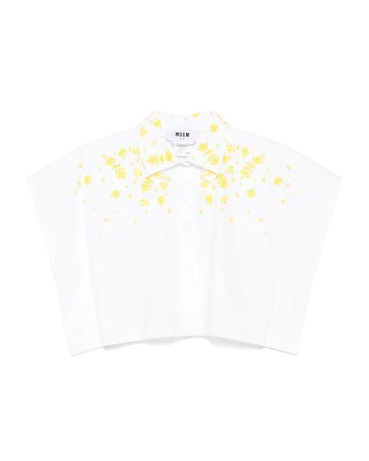 MSGM White Beads-Embellished Shirt