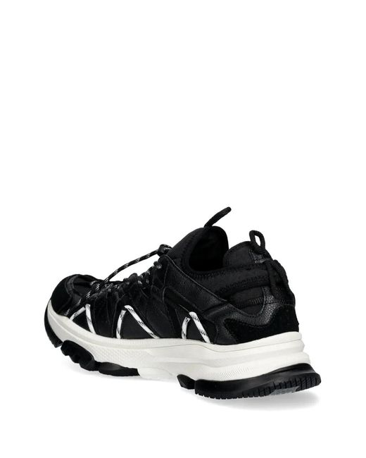 ARMANI EXCHANGE Black Quilted Lace-Up Sneakers for men