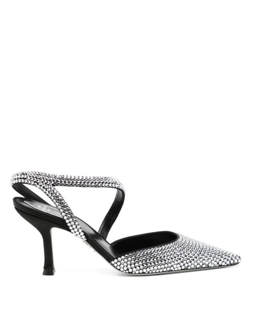 Rene Caovilla Black 90Mm Crystal-Embellished Pumps