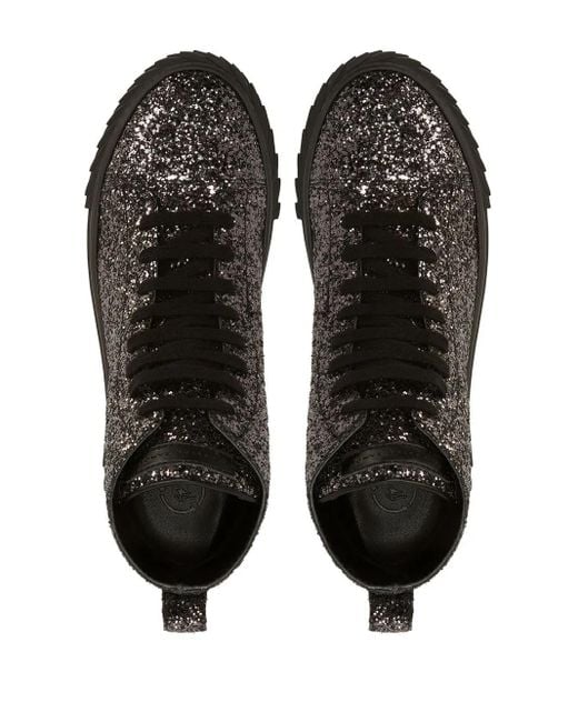 Giuseppe Zanotti Black Ecoblabber Glitter High-Top Sneakers for men