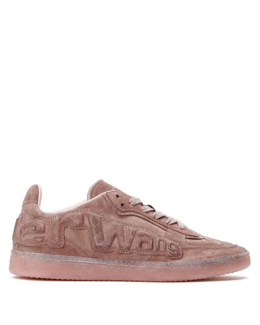 Alexander Wang Pink Suede Sneakers With Embossed Lex Logo