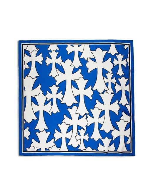 クロムハーツ CEMETERY CROSS SILK SCARF Chrome Hearts Cemetery Cross Silk Scarf in Blue | Lyst