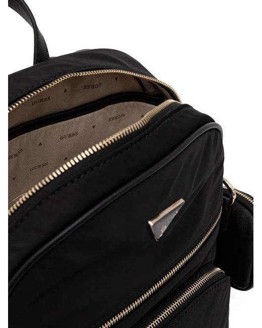 Guess Black Zip Logo-Plaque Backpack