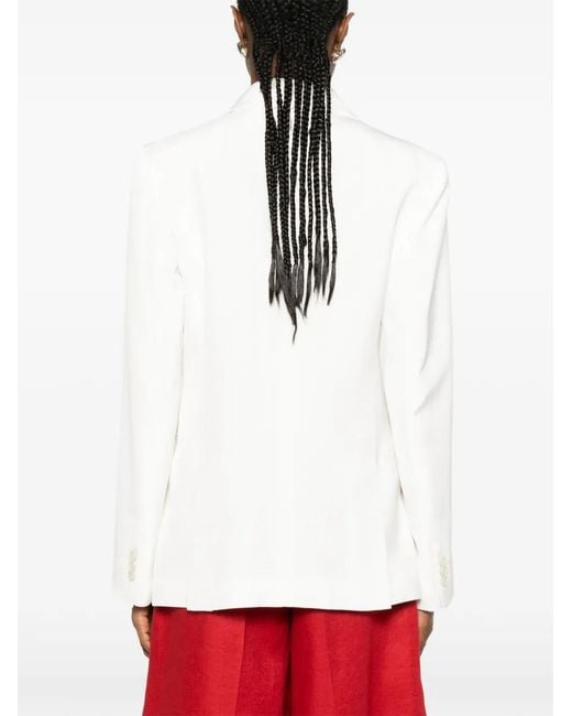 P.A.R.O.S.H. White Notched Lapel Blazer