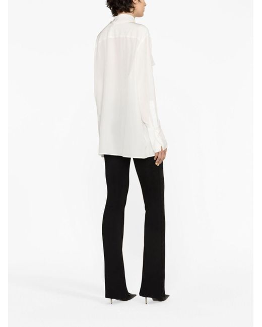 Givenchy White Pussy-bow Silk Blouse