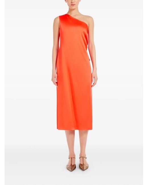 Max Mara Red One-Shoulder Midi Dress