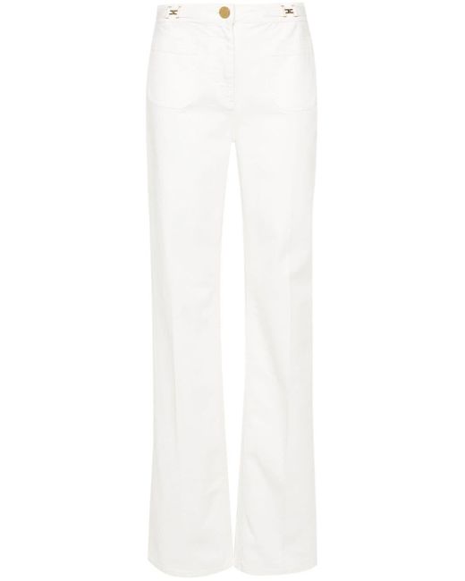 Elisabetta Franchi White Straight-Leg-Jeans mit Logo-Schild