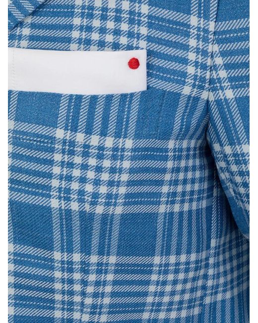 Kiton Blue Check-Pattern Pockets Blazer for men