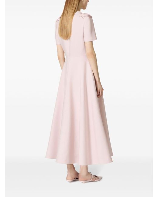 Valentino Garavani Pink Floral-appliqué Cut-out Midi Dress