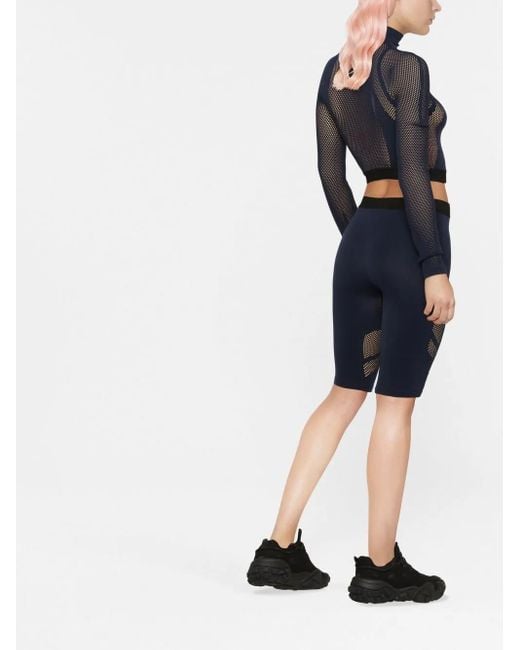 Palm Angels Blue Slim-Fit Mesh-Detail Shorts