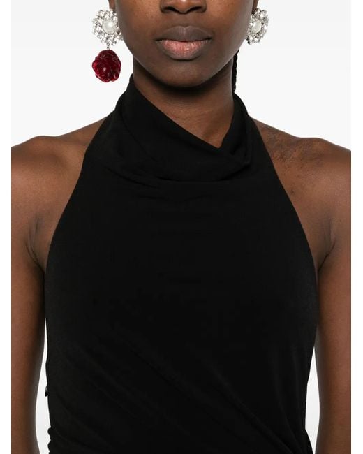 ANDAMANE Black Stella Halter-Neck Ruched Mini Dress