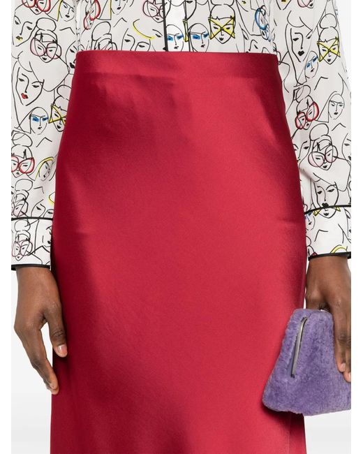 Blanca Vita Red Ginestra Satin Long Skirt