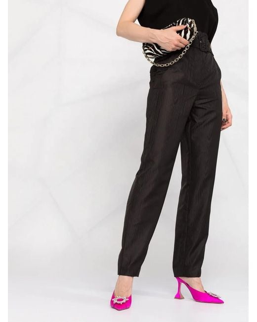 ROTATE BIRGER CHRISTENSEN Black High-Waist Belted Trousers