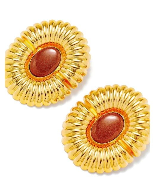 D'Estree Orange Embossed Stud Earrings